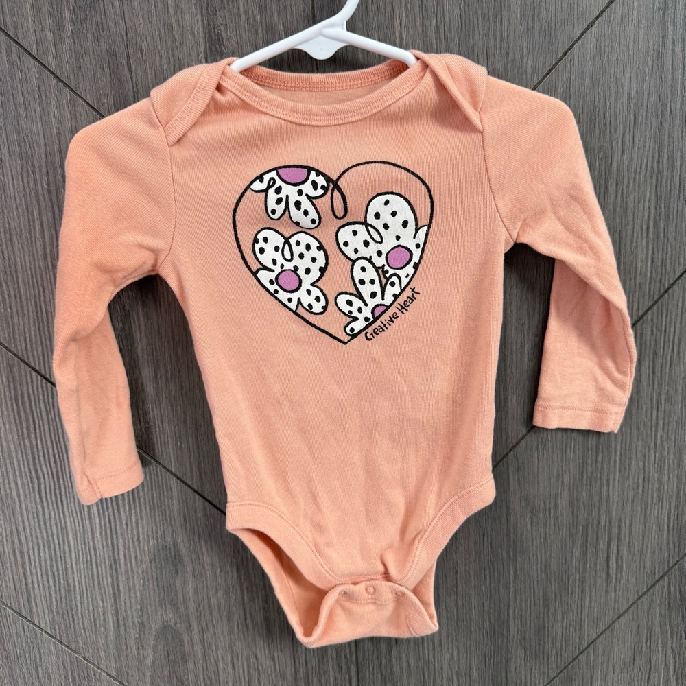 Old Navy Peach Long Sleeve Baby Onesie